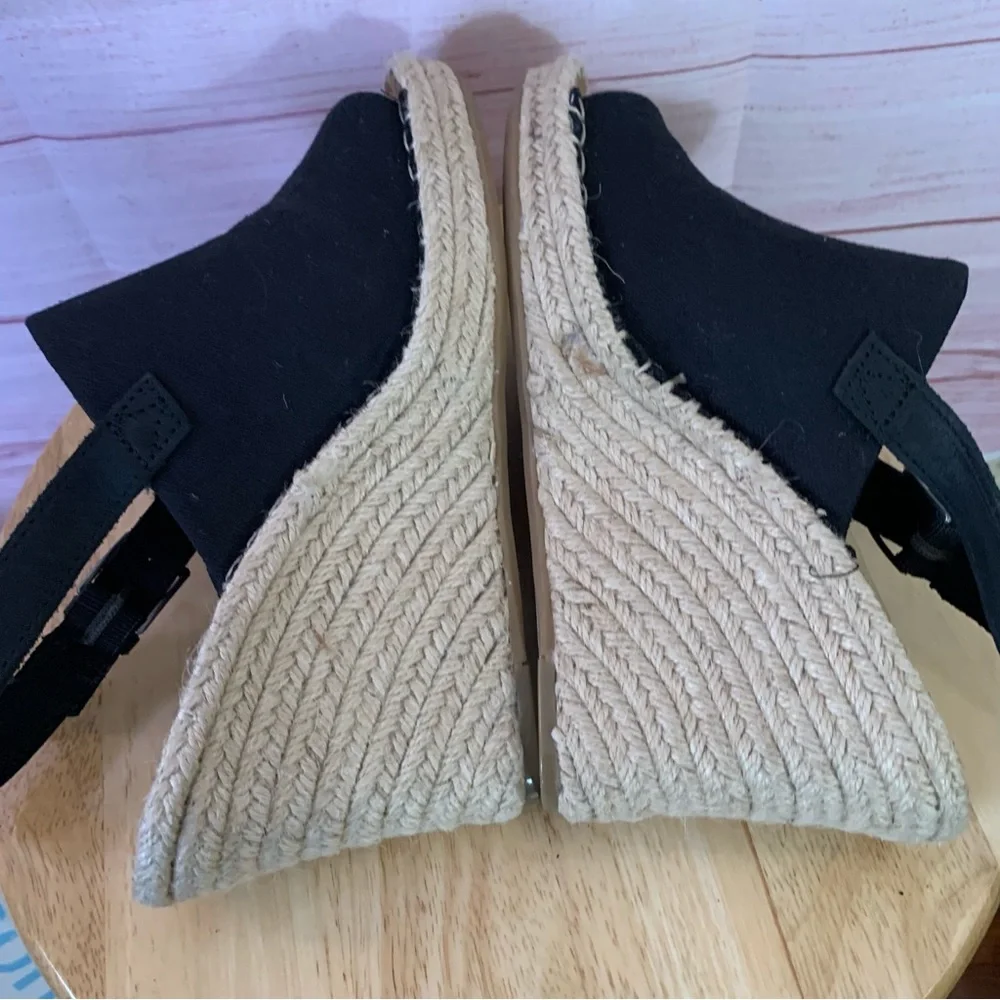 Toms Black Monica‎ Sling Back Espadrilles Sandals Size 8
